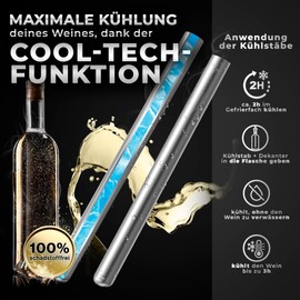 One Decision Deluxe Wine Cooling Rod 6-in-1 Set Including 2 Lengths Stainless Steel Wine Cooler Rod + Vacuum Pump + Pourer Gift Ideas Women Gifts Men