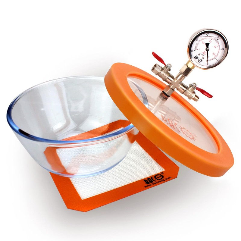 BACOENG 2.8 Quart Vacuum Chamber, Pyrex Glass Degassing Chamber Kit