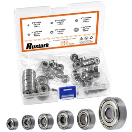 Rustark 60Pcs 6 Sizes Carbon Steel Ball Bearing Deep Groove Ball Bearing Double Shielded Bearings for Furniture Wheels Skateboards Scooters