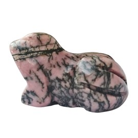 Bacatgem 1 Pcs Natural Rhodonite Frog Crystals and Healing Stone Figurines, 1.5 Inches Hand Carved Pocket Animal Room Decor Gemstone