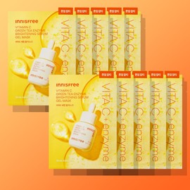 innisfree [톤업 잡티] 이니스프리 비타민C 그린티 엔자임 브라이트닝 세럼 겔 마스크 25mL 10매, 1개