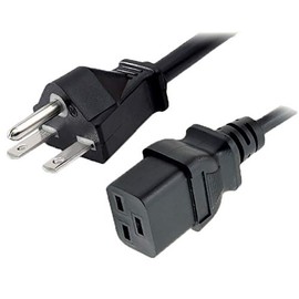 Quail Electronics 3-Conductor AC Power Cord 14 AWG NEMA 6-15P to IEC C19 SJTW Jacket 8.16 Feet Black