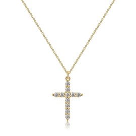 agogue Cross Chain, Cross Chain, Gold Cross Chain, Women's Cross Necklace, Gold Women's Cross Chain with Golden Chain, Women's Fashion Jewellery, Synthesis, Synthesis