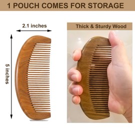 Moreinday Wooden Comb for Men, Wooden Beard Comb, Fine Tooth for Straight Hair - Green Sandalwood