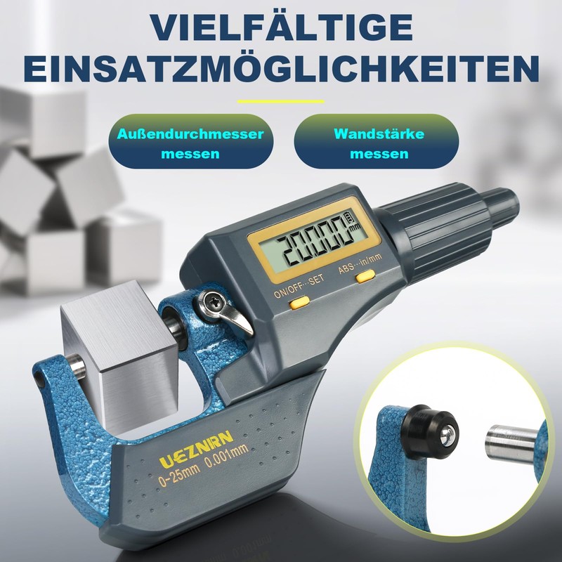 Ueznirn Micrometer Digital 0-25 mm, High Precision Micrometer Digital Micrometer,
