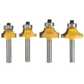 Gasea 4pcs 1/4" Shank Round Over Router Bits Corner Rounding Edge-Forming Edging Tool Set, 5/16" 3/16" 1/4" 1/8" Radius for Woodworking Milling Cutter