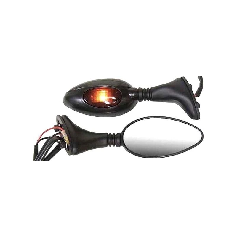Emgo Ducati Style Lighted Turn Signal Sport Bike Fairing Mirrors,