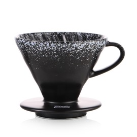 Bincoo Ceramic Pour Over Coffee Dripper (Size 02) 4 Cup-Includes 50 Filters-V60 Coffee Dripper Portable Hand Drip Cone Coffee Maker Set For Home Baristas (Black)