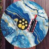 CREATCABIN Marbling Elastic Tablecloth Round Table Cover Waterproof Washable Fitted