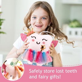 SQIMZAR Tooth Fairy Pillow,Tooth Fairy Plush Dolls Gifts for Girls with Pocket and Glittering Wings