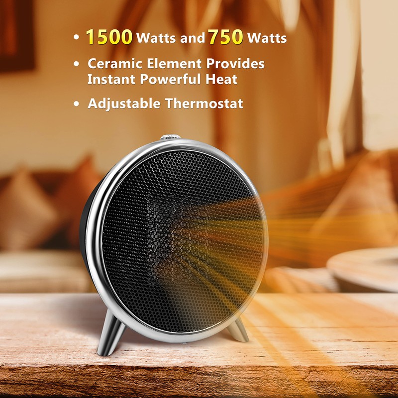 Comfort Zone Electric Retro Design Portable Ceramic Space Heater, Adjustable