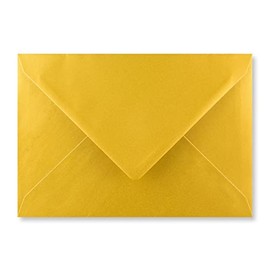 5" x 7" (133x184mm) Coloured Envelopes for Greeting Cards Wedding Invitations & Crafts Pack of 10 (Metallic Gold)
