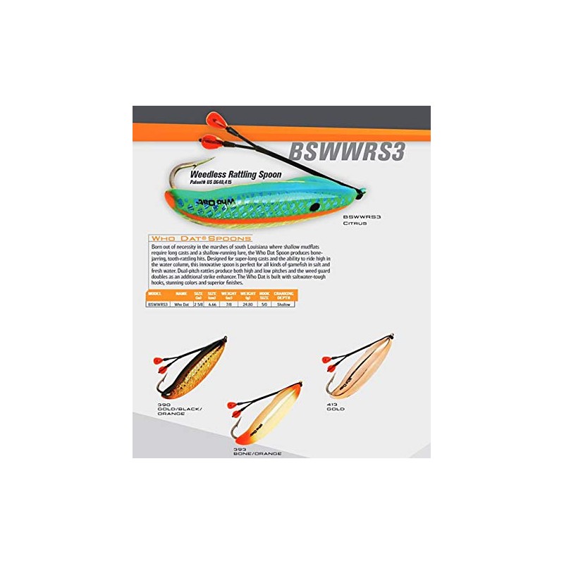 Bomber Saltwater Grade Who Dat Weedless Rattling Spoon Fishing Lure