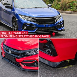 Archaic Front Lip Spoiler for Honda Civic 2017-2021, Bumper Lip Chin Spoiler for Civic Hatchback FK7 /Sedan SI/Coupe Si,Front Splitter (Gloss Black)