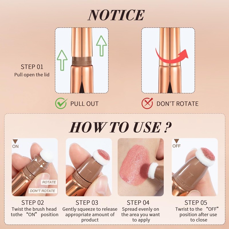 LINXINS Liquid Contour Wand 3PCS Liquid Blush Sets, Liquid Bronzer,