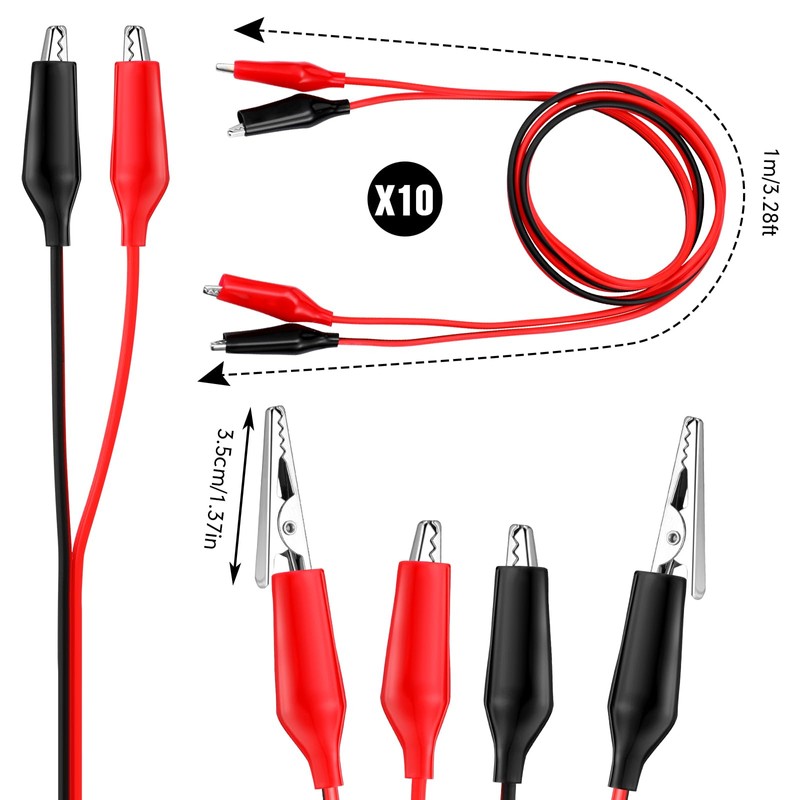 EBOOT 1M Electrical Test Set with Alligator Clips Double-Ended Jumper