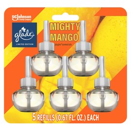 Glade PlugIns - Recambios de ambientador, aceites perfumados y esenciales para el hogar y el baño, mango poderoso, 3.35 onzas líquidas, 5 unidades