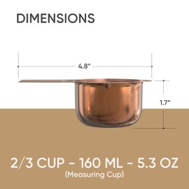 Color Up Premium 2/3 Cup Measuring Cup (160 ml) - Stainless Steel Copper Finish, One-Piece Construction, Dishwasher Safe, Accurate for Wet & Dry Ingredients – One Single 2/3Cup