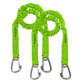 DockingPal - Premium Flat Bungee Dock Lines for Boats (Neon Green) | Elastic Boat Dock Rope with Stainless Steel Carabiners | Stretches from 3' to 5' | Absorbs Shocks Prevent Damage to Jet Ski & PWC