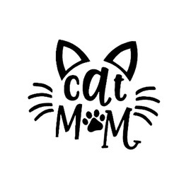Cat Mom Whiskers Paw Print MKR Decal Vinyl Sticker |Cars Trucks Vans Walls Laptop| Black | 5.5 x 4.6 in|MKR2352