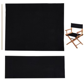 GORGECRAFT 1 Set Directors Chair Covers Canvas Replacement Seat Cover Black Canvas Seat and Back Kit with Wood Stick for Casual Seat Folding Makeup Chair Home Garden Indoor Outdoors Accessories