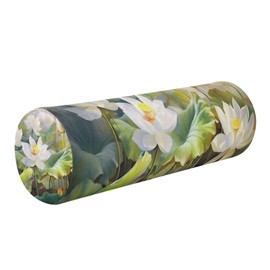 GUIJI Vintage Lotus Bolster Pillow, Round Pillow for Bed with Removable Washable Cover, Cylinder Pillows for Head, Neck, Back and Legs Cervical Neck Pillow Sleeping 5.5 x 17 Inch