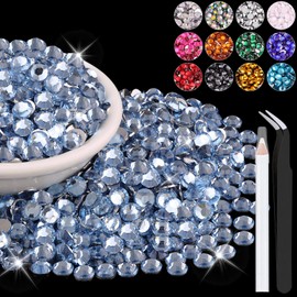 4000PCS 5mm Resin Rhinestones in Bulk (Light Blue), Bedazzling Flatback Crystals Rhinestones for Crafting DIY Nail Decoration, Gems Diomand Charms for Tumbler Shoes Clothing Fabric