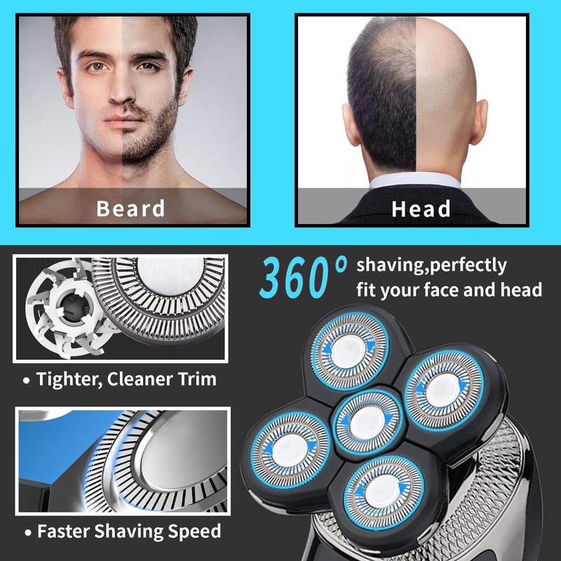 Carreuty 3Pcs 5 Head Shaver Replacement Blades for Freebird Head