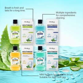 Fresh Breath Mouthwash Set Contains Aloe Leaf Extract, Mint, and Chamomile Extract, Freshens Breath, Whitens Teeth, Removes Stains by Brushing, Deep Oral Cleaning Mouthwash - Colour: Blue-Green