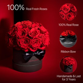 JoyFlower Preserved Flowers Box for Her, Mother's Day Forever Flowers Red Rose Gift for Mom Grandma, Long Lasting Eternal Roses for Wife Girlfriend on Birthday Anniversary Valentine's Day Christmas