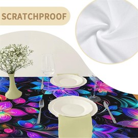 Rectangular Waterproof Tablecloths 60 x 84 inches (150 x 210 cm) Wipe Clean Tablecloths Made of PVC-Free Fabric Colourful Lotus Designs for Indoor and Outdoor Use