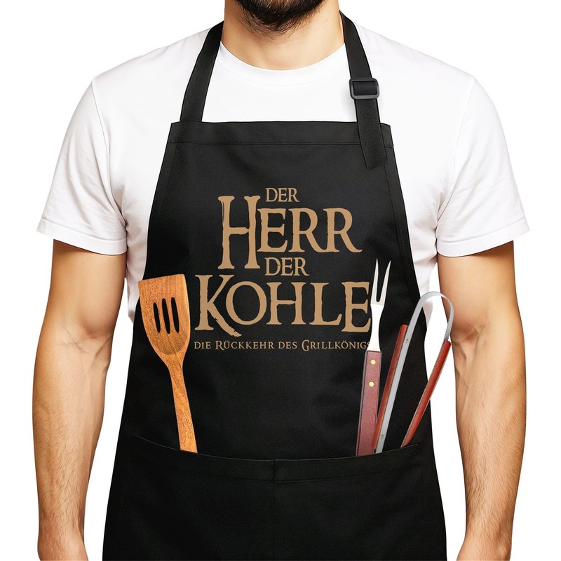 MoonWorks BBQ Apron for Men with Saying "Der Herr der