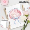 SNNDER Coquette Blue Bow Seashell Beach Notebook, Preppy Coastal Ocean