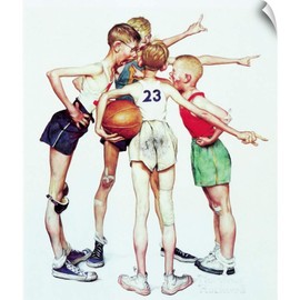 CANVAS ON DEMAND Four Sporting Boys: Basketball Wall Decal, Basketball Artwork