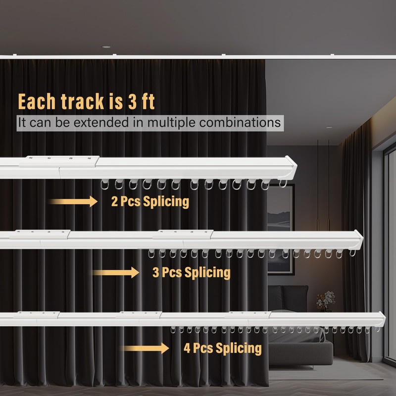 Hoeflife Ceiling Curtain Track, Curtain Track Ceiling Mount, Room Divider