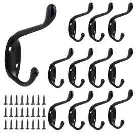 MABAHON Wall Hanging Hooks, Set of 12, For Wood, With Screws, Antique Style Hooks, Hardware, Hat, Coat, Clothes Hanging, For Home, Kitchen, Bathroom, Small Items, High Load Capacity