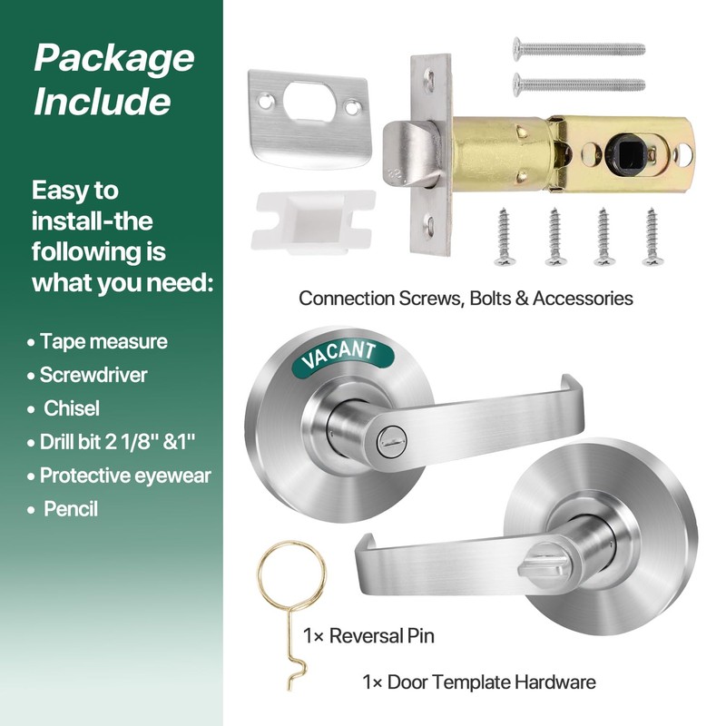 Onedaful Cuzofu Privacy Indicator Lever Lock Inuse or Vacant, Occupied