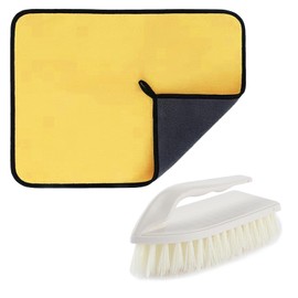 1 Microfiber Cleaning Cloth, 1 Convertible Soft Top Cleaning Brush, Super Absorbent Microfiber Polishing Cloth Double Thickened And Car Cleaning Brush for All Kinds of Washing, Drying, Detailing