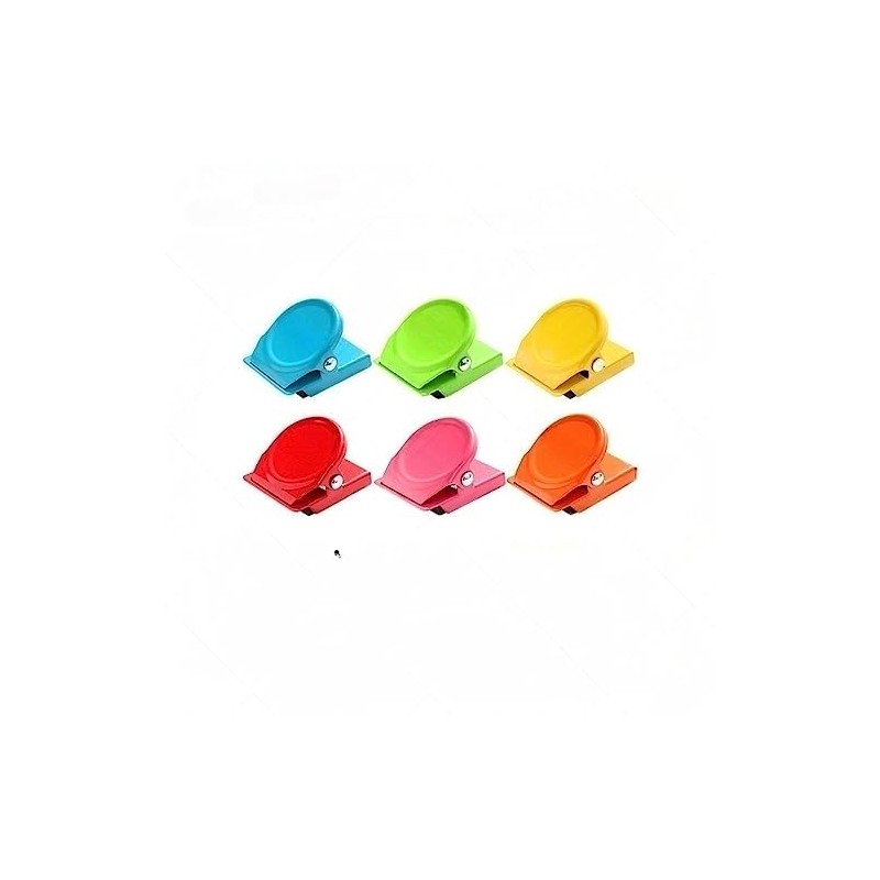 6 Pieces Multi Colour Magnetic Metal Clip, Fridge Whiteboard Wall