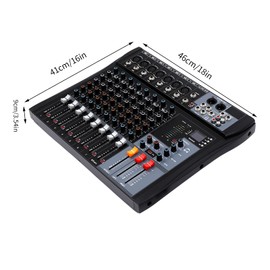 8 Channel Bluetooth Audio Mixer Professional DJ Console 8-Channel DJ Mixer 110V Sound Board Audio Equipment with Bluetooth Function for Streaming Professional and Beginners, Black