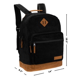 Wrangler Yellowstone Western-Style Backpack Corduroy Casual Daypack for Travel, Class, Everyday Use with Padded Laptop Notebook Sleeve (Black Cord)