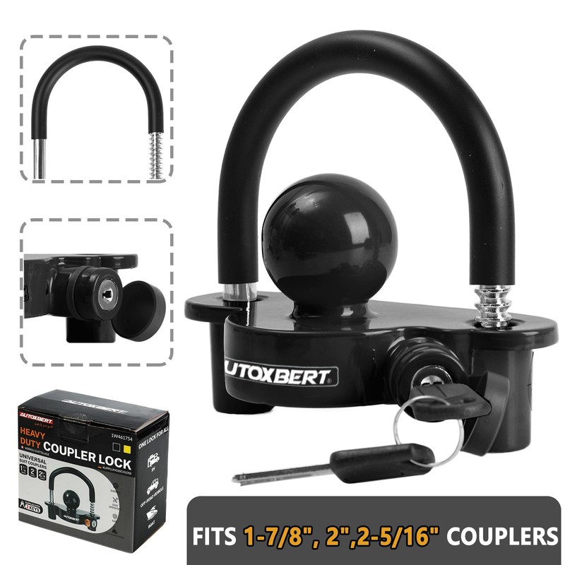 AUTOXBERT Trailer Coupler Lock Anti-Theft Adjustable Hitch Member Trailer Hitch