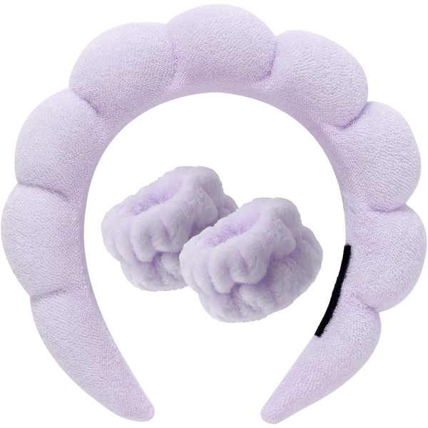 Makrina Store Damen-Stirnband, weich, Plüsch, Make-up-Stirnband, Gesichtsbehandlung mit 2 elastischen