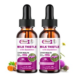 Liver Health Support Liquid, 1000mg Milk Thistle 80% Silymarin Extract & 250mg Dandelion Root Extract, Liver Cleanse Detox & Repair Fatty Liver Formula, Vegan, Non-GMO and All-Natural