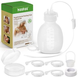 haakaa Supplemental Feeding Tube & Pouch Set,Baby Supplemental Nursing System,SNS Breastfeeding System,Food Grade Silicone