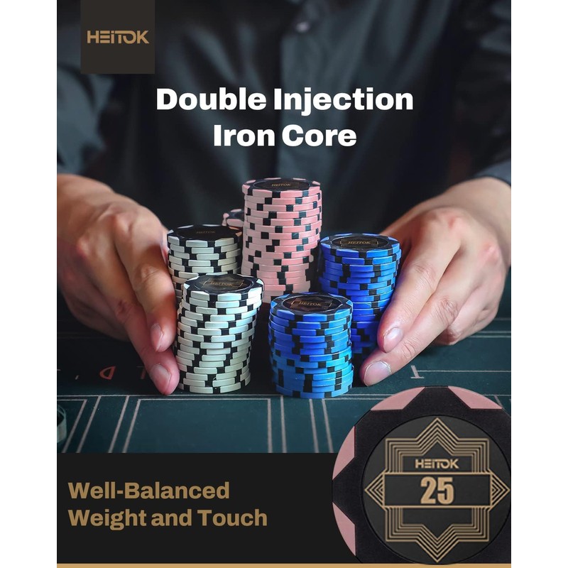 HEITOK Clay Poker Chip Set for Texas Holdem, 300pcs 14g