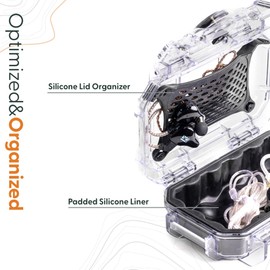 Evergreen ToughBox Tech Organizador – Para cámara, cables, discos duros, compatible con GoPro, etc. (Pequeña, bota de goma, naranja)