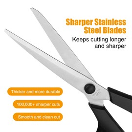 Scissors 3-Pack, 8'' Multipurpose Scissor with Thick and Sharp Blades, Comfort-Grip Handles, Stainless Steel Scissor Set for Office School Home Fabric Sewing Craft Supplies