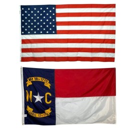 4x6' North Carolina & 4x6' United States Flag Bundle - Durable All Weather Nylon & Reinforced Fly End Stitching - Made in The USA