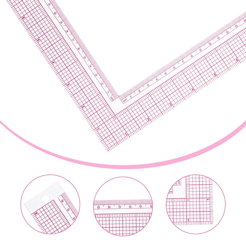 TIESOME 2 Pieces L-Square Rule Clear Sewing Ruler, Plastic Measure